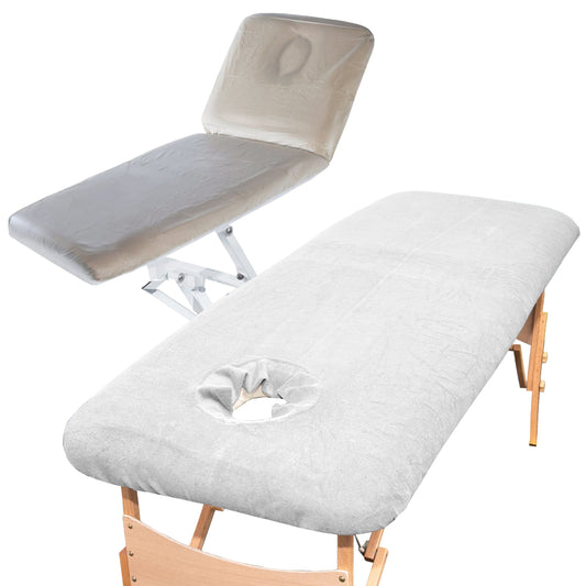 White aztex large luxury & pvc massage couch cover with face hole bundle