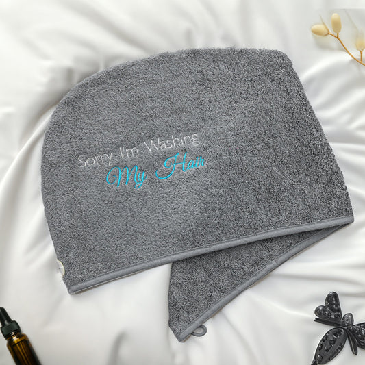 Aztex Luxury Hair Turban Towel with Washing My Hair Logo