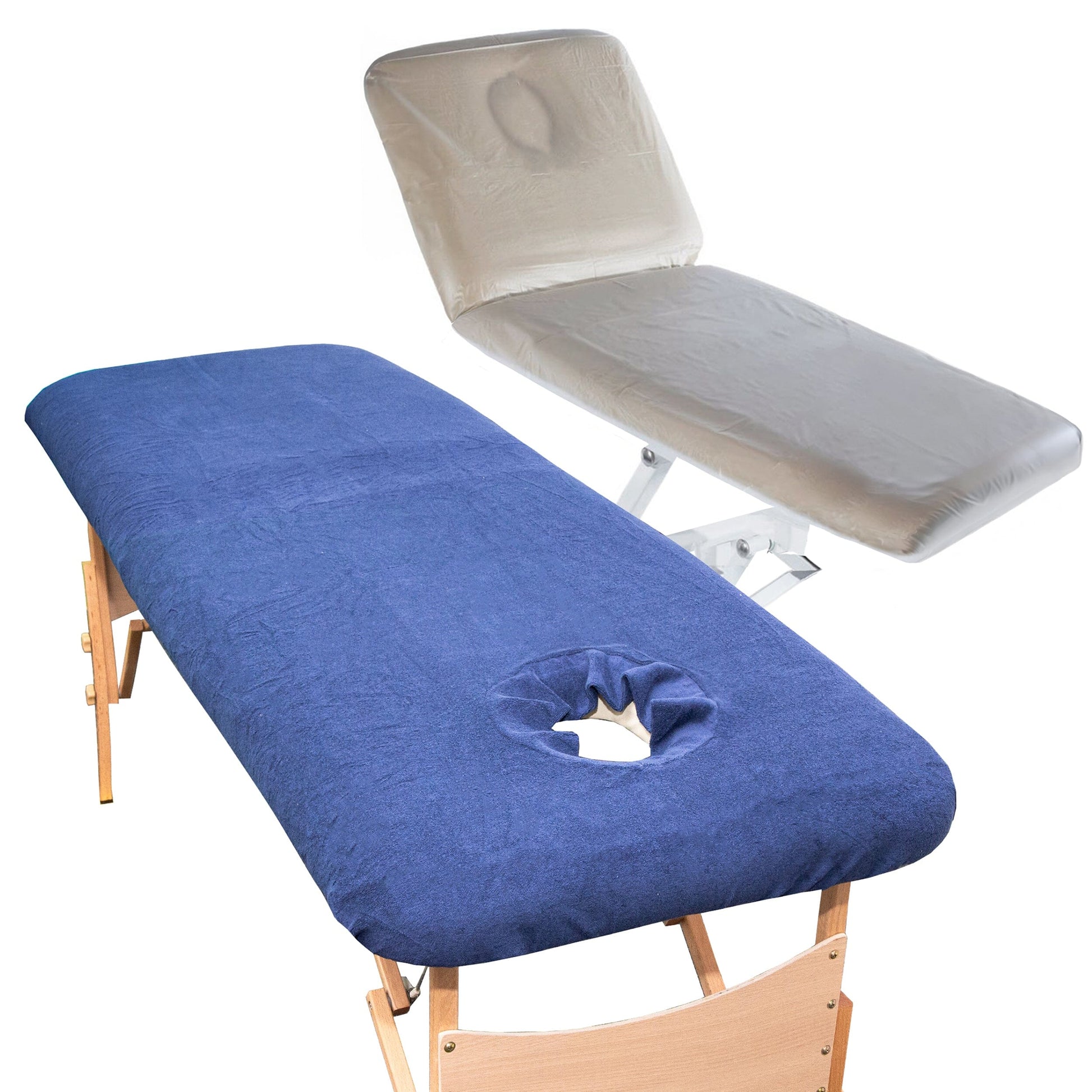 Navy Luxury Massage Couch Cover With Face Hole & PVC Couch Cover