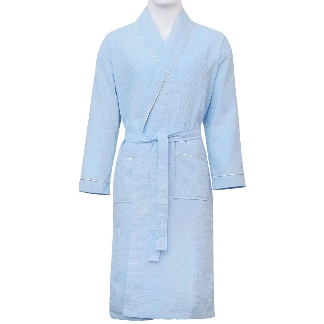 Aztex Shawl Collar Waffle Dressing Gown Light Blue Small 