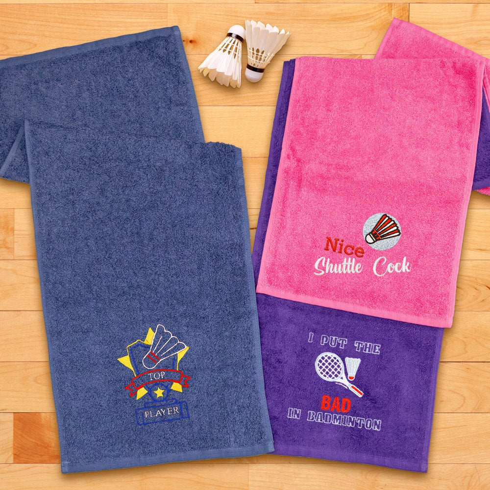 Badminton Towels with funny embroidered logos