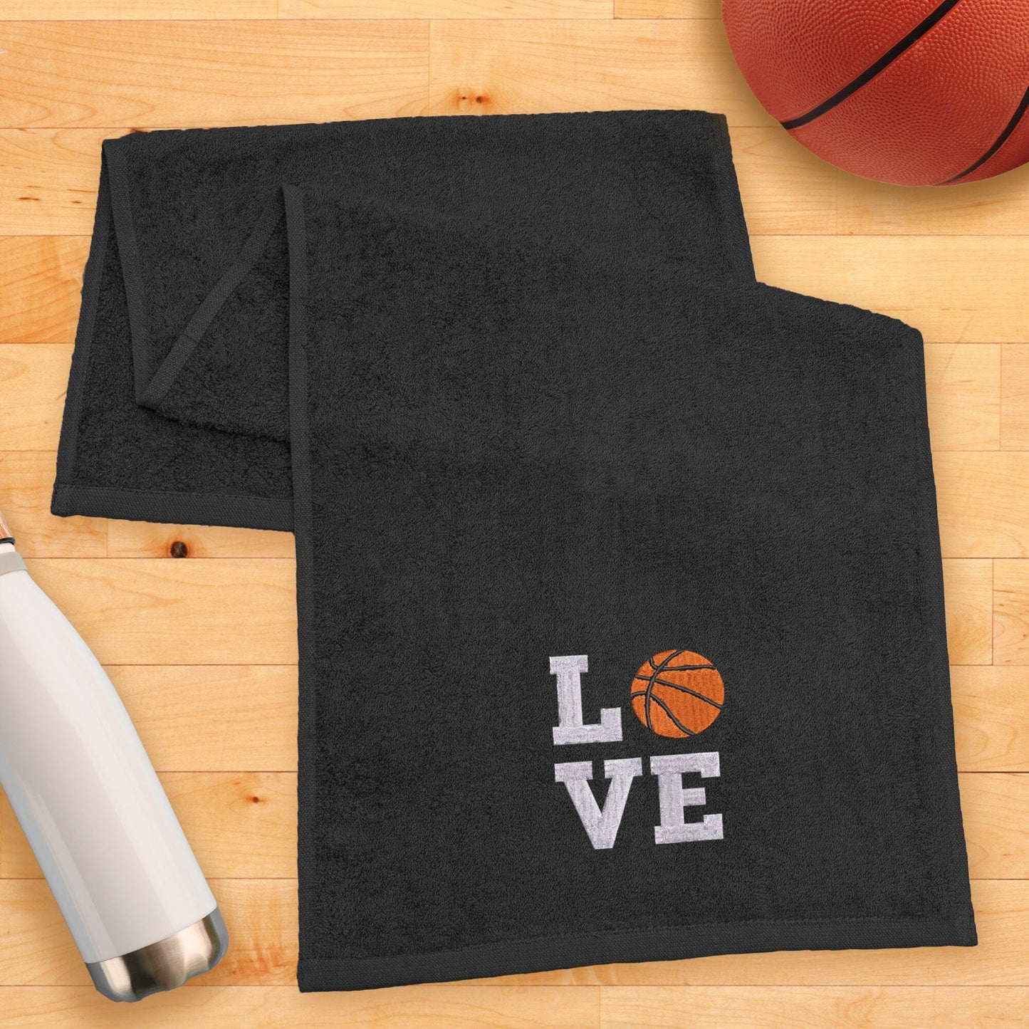 Black BasketBall Towel with embroidered logo