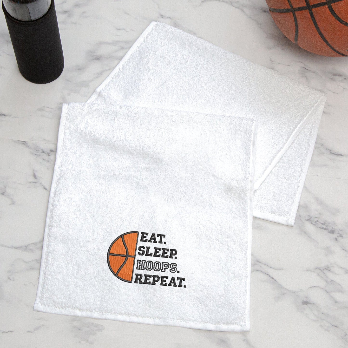 White BasketBall Towel with embroidered logo