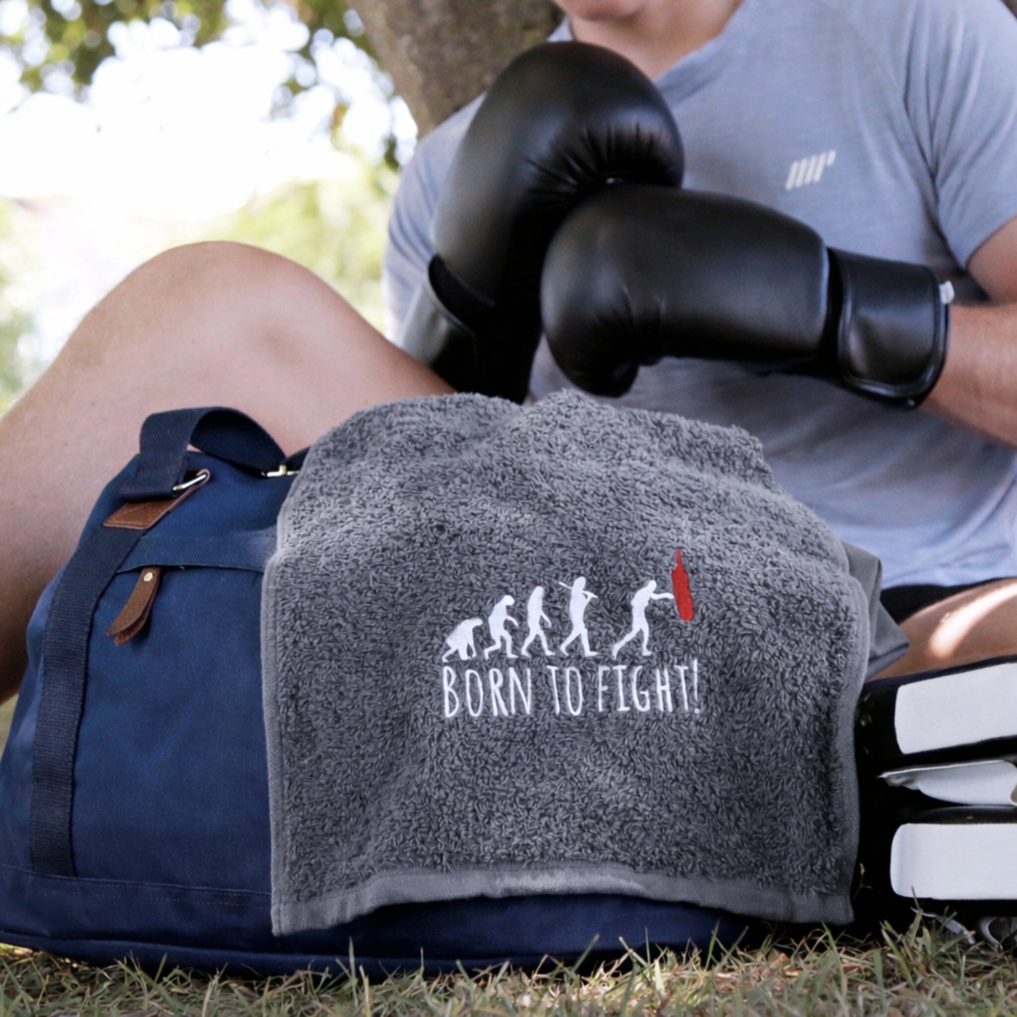 grey gym towel