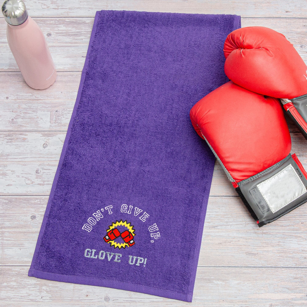 Purple Boxing towel with embroidered logo