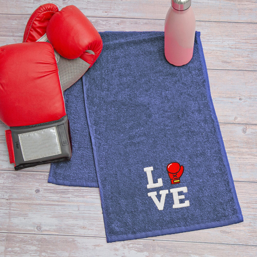 Navy Boxing towel with embroidered logo
