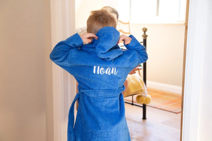 Children's Back of Robe Terry Cotton Hooded Bathrobe Ages 2 to 12