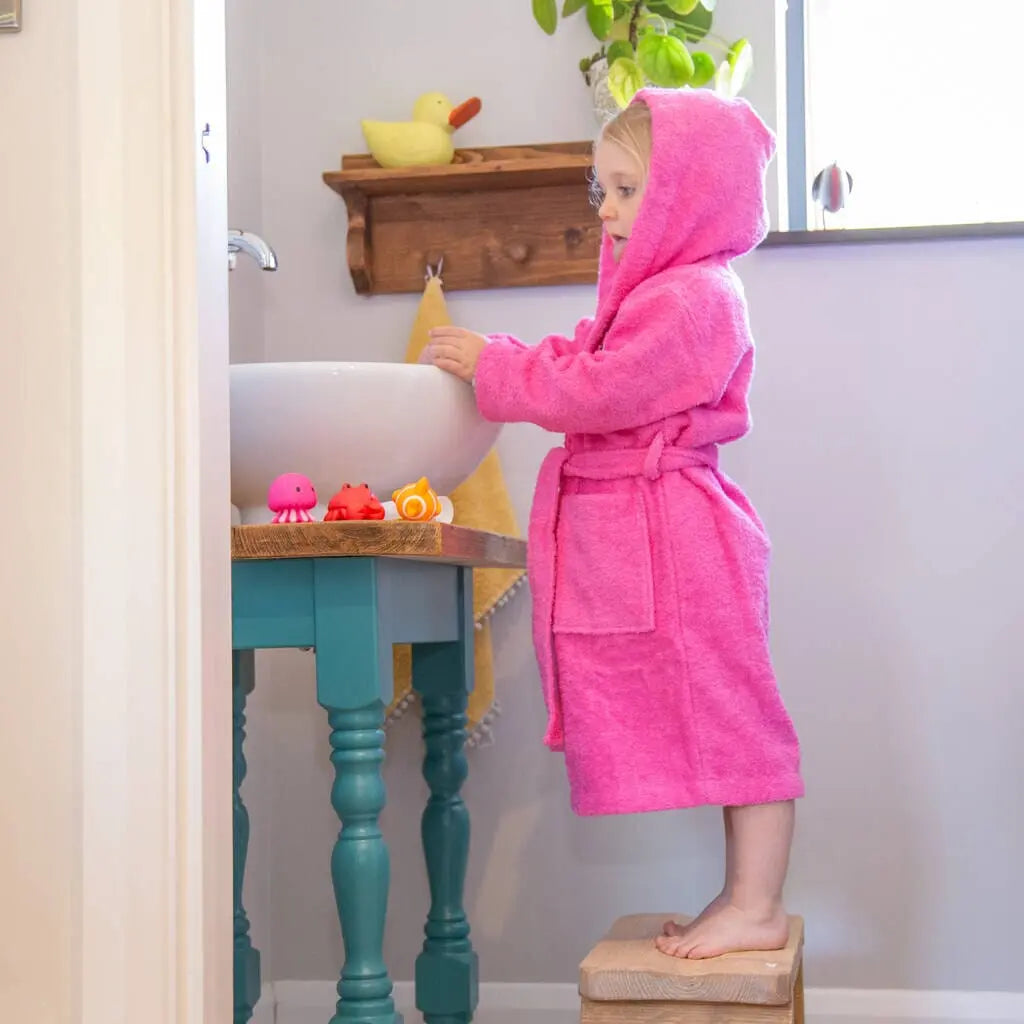 Children's Back of Robe Terry Cotton Hooded Bathrobe Ages 2 to 12