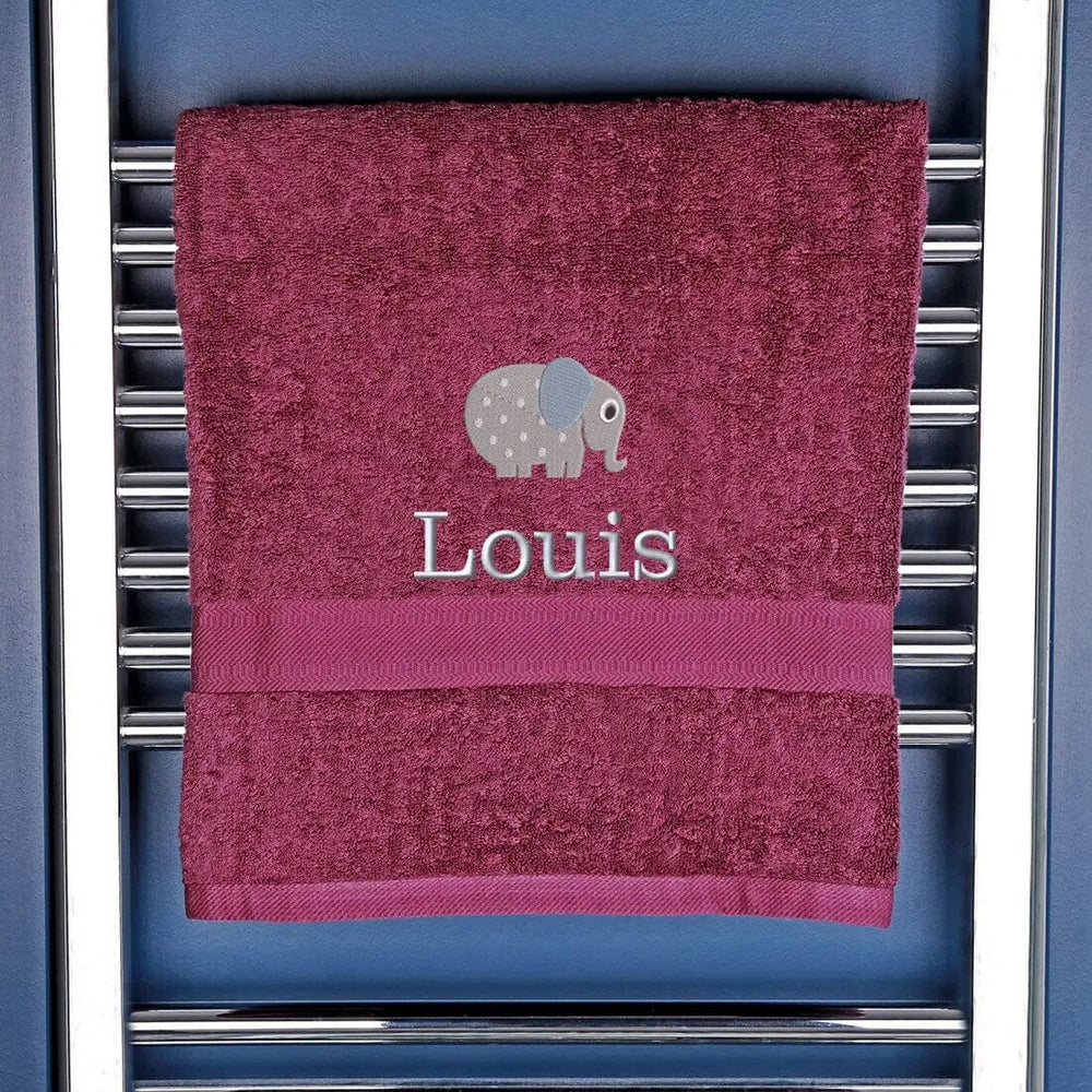 Children's Elephant  Bath Towel - Duncan Stewart 1978 Egyptian-Aubergine Duncan Stewart 1978