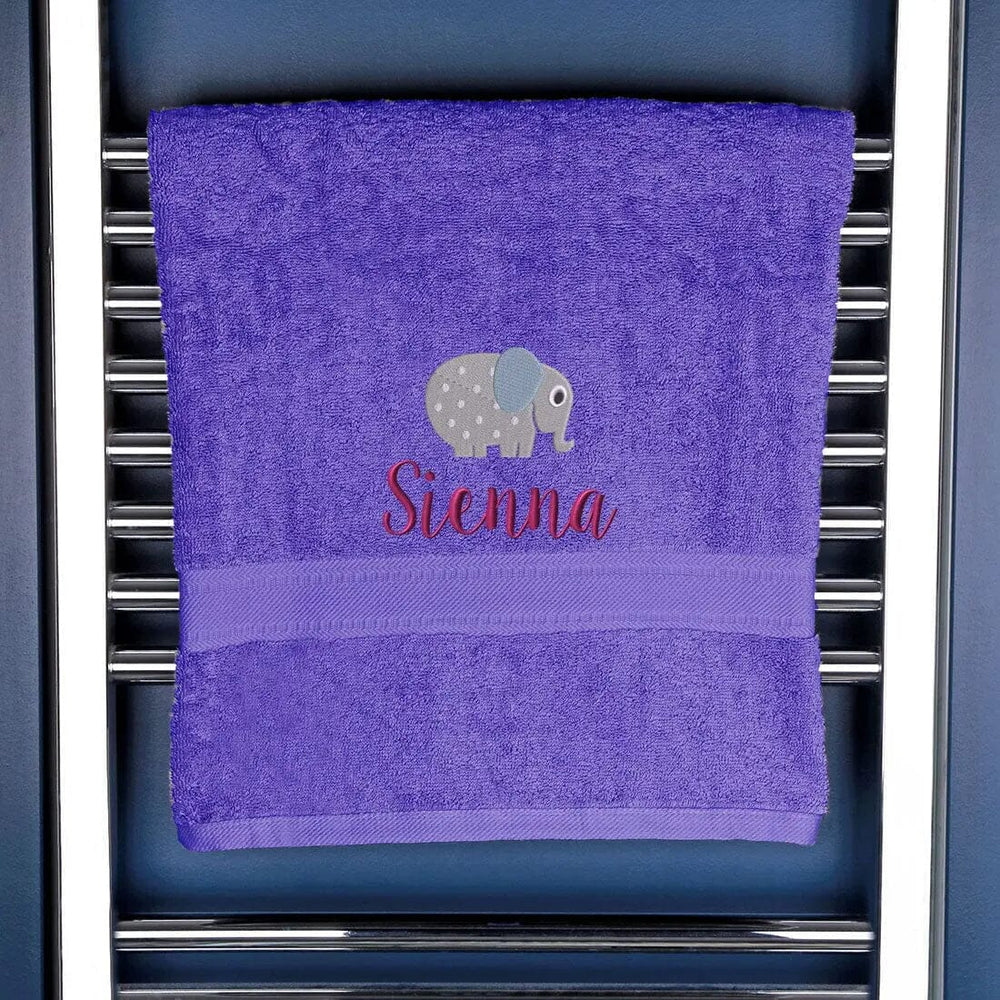 Children's Elephant  Bath Towel - Duncan Stewart 1978 Egyptian-Purple Duncan Stewart 1978