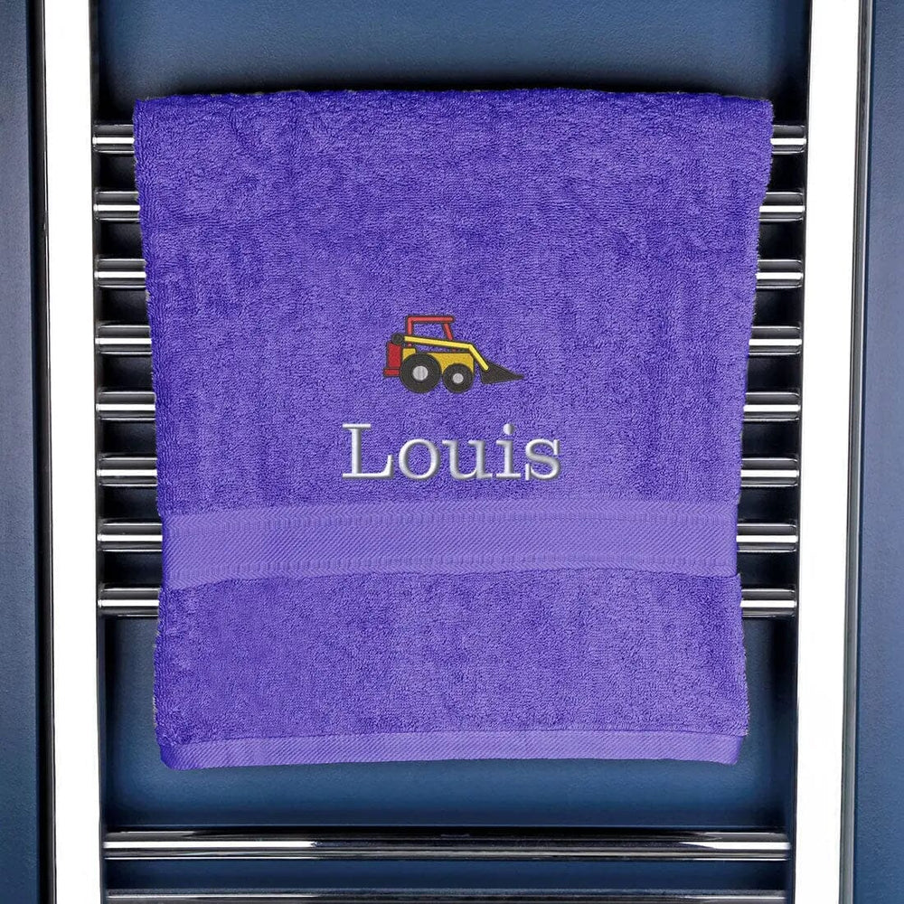 Children's Personalised Digger Bath Towel   