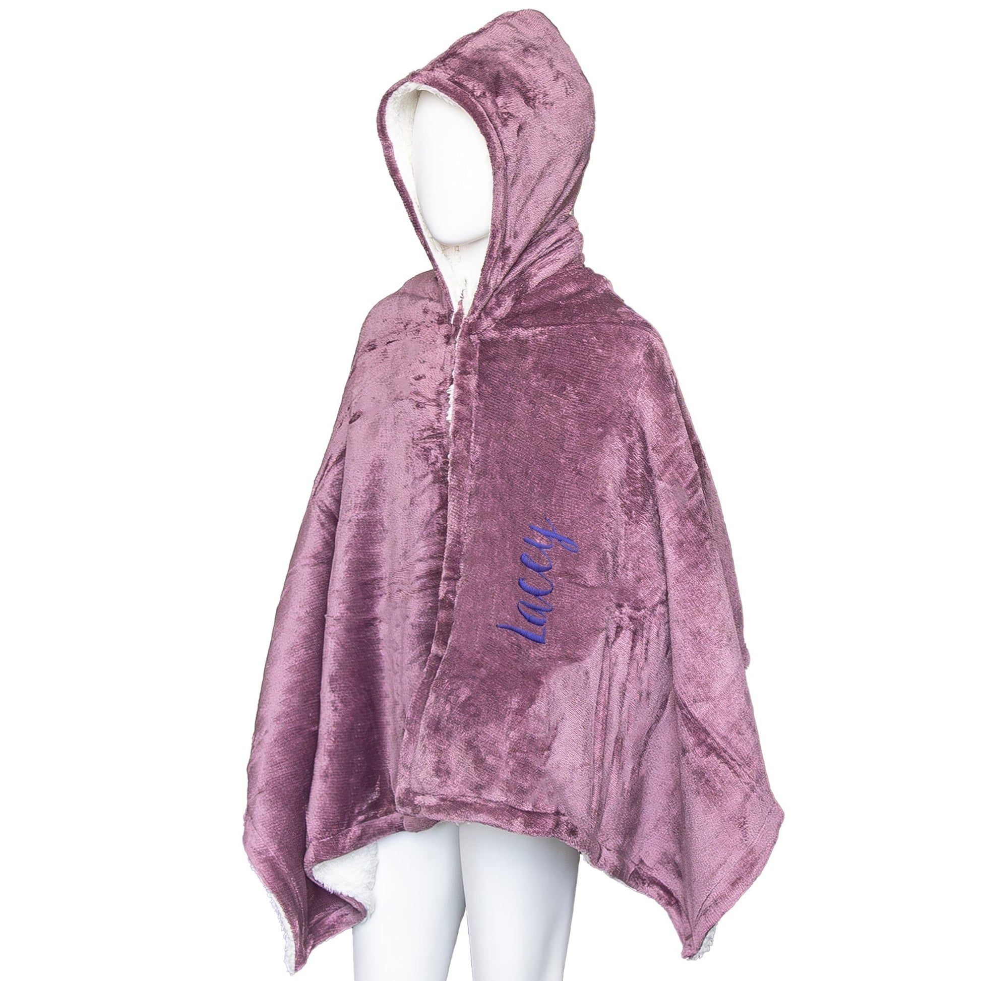 Kids personalised hooded sherpa blanket Lavender