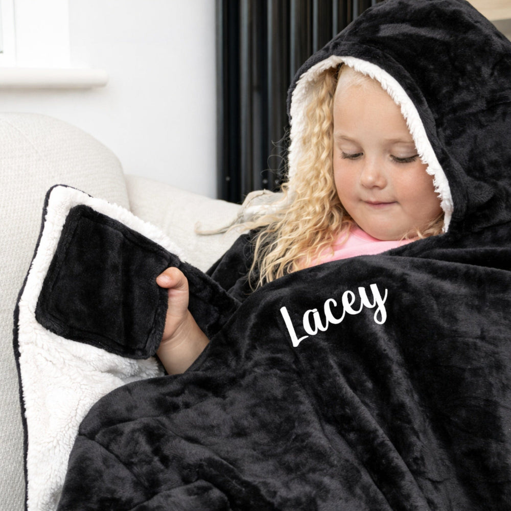 Children's Personalised Hooded Sherpa Blanket