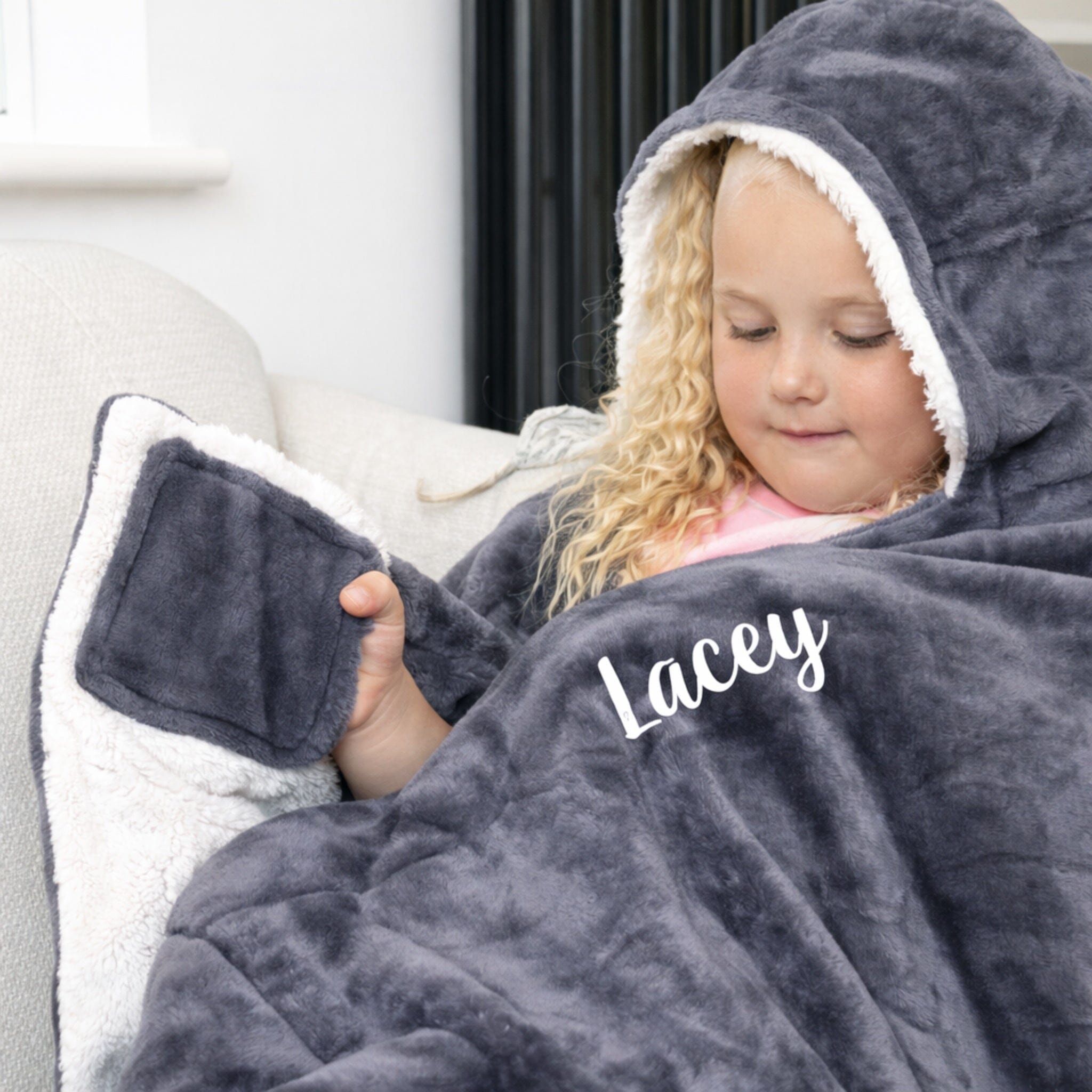 Children's Personalised Hooded Sherpa Blanket