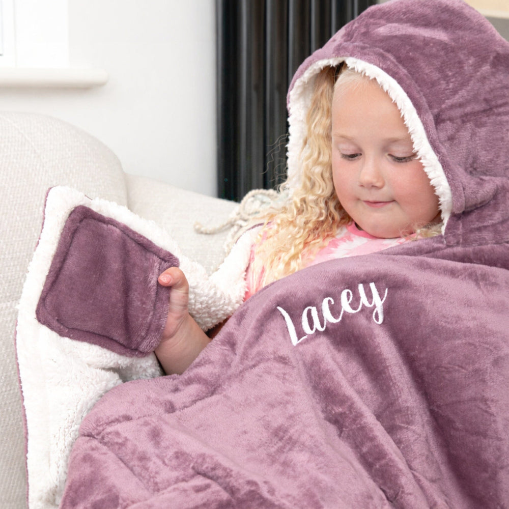 Children's Personalised Hooded Sherpa Blanket