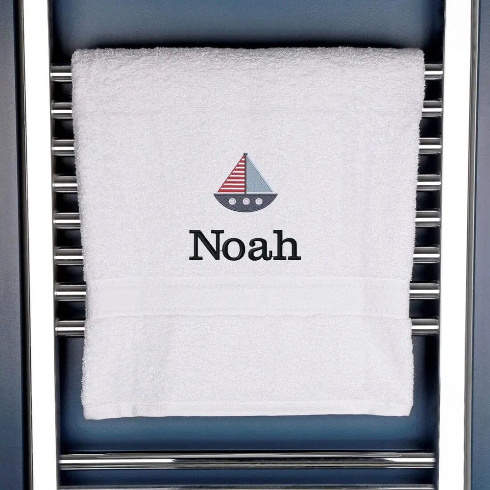 Children's Personalised Sailing Boat Bath Towel   