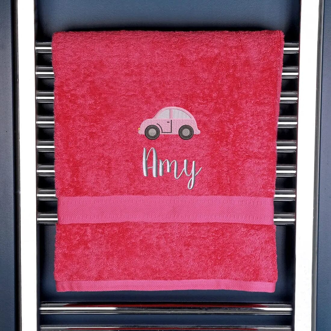 Children's Pink Car Bath Towel - Duncan Stewart 1978  Duncan Stewart 1978