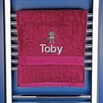 Children's Robot Bath Towel Egyptian - Aubergine  