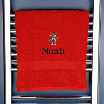 Children's Robot Bath Towel Egyptian - Red  