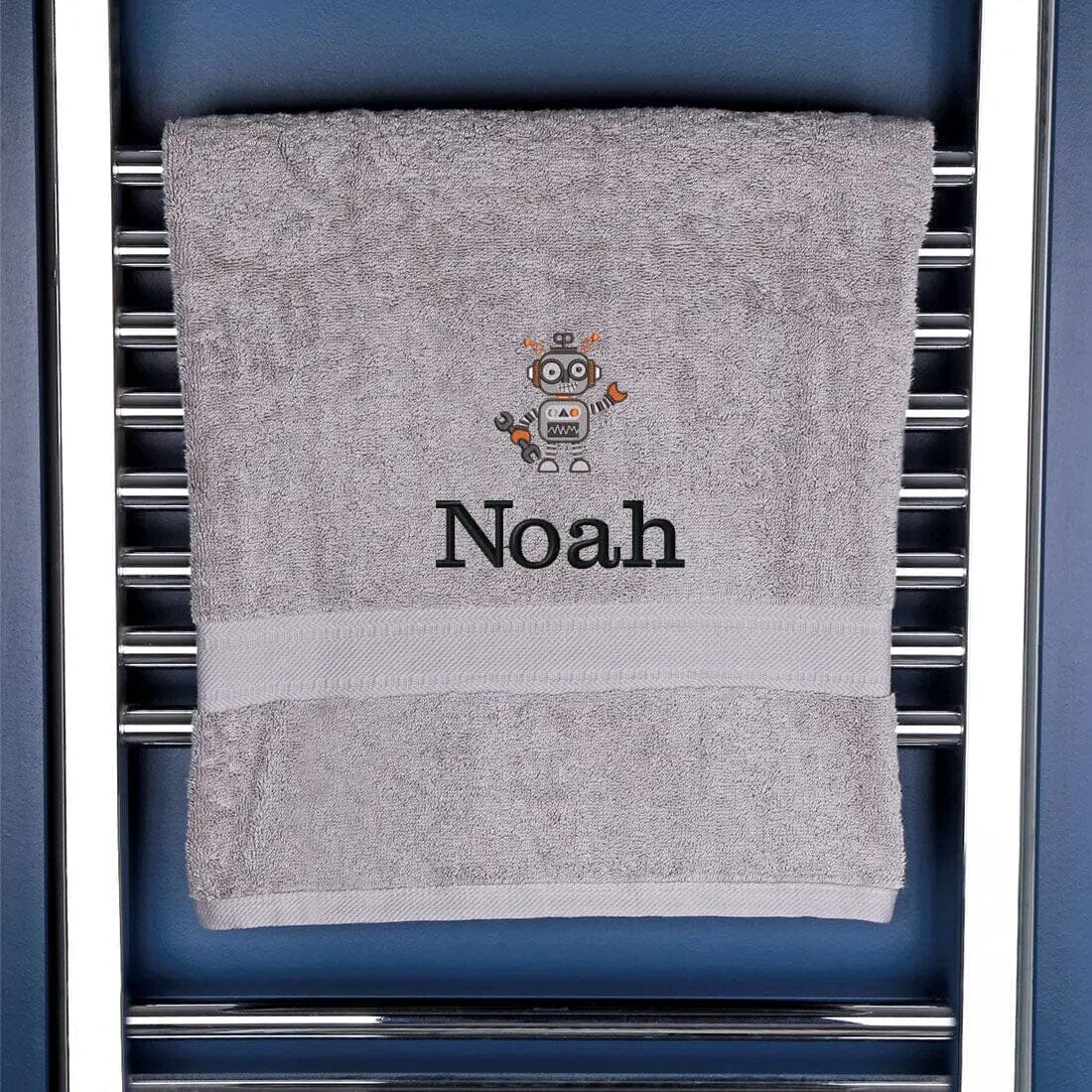 Children's Robot Bath Towel Egyptian - Silver  