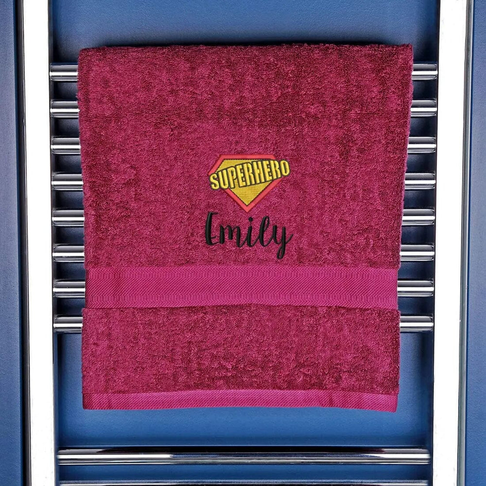 Children's Super Hero Logo Bath Towel Aubergine  