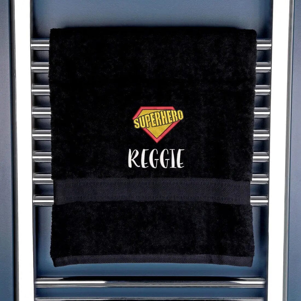 Children's Super Hero Logo Bath Towel Black  