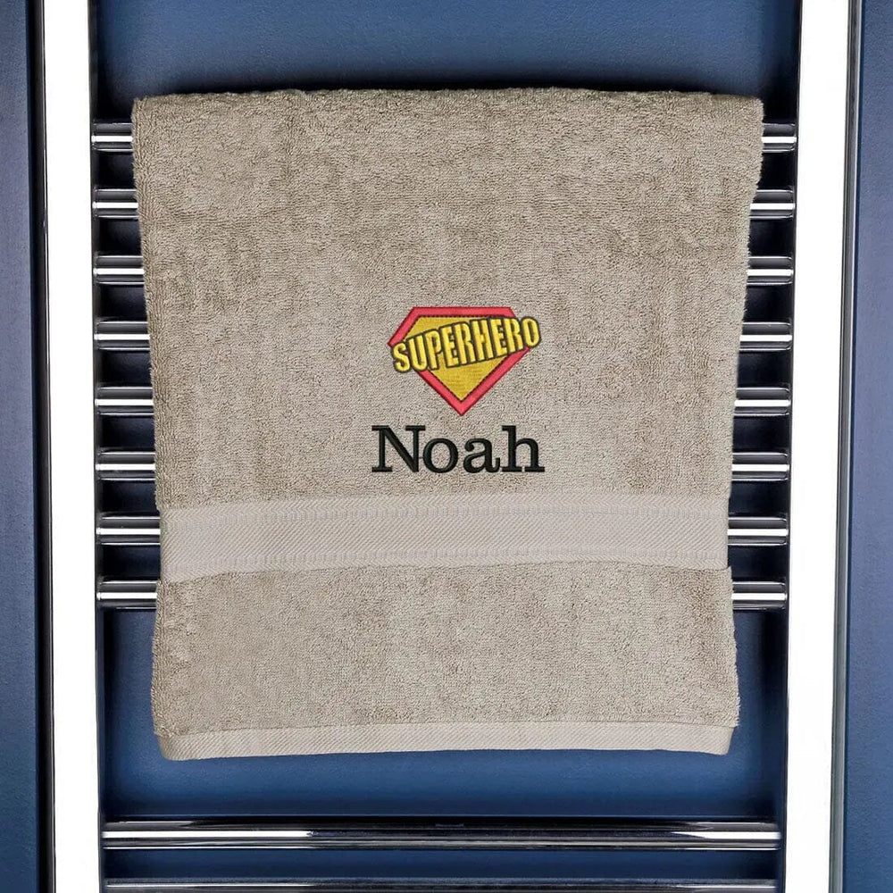 Children's Super Hero Logo Bath Towel Natural  
