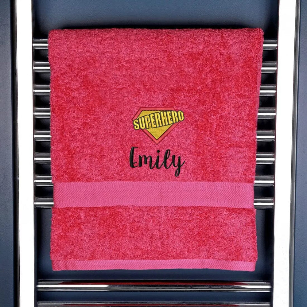 Children's Super Hero Logo Bath Towel Pink  