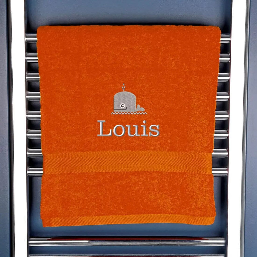 orange bath towel with embroidery