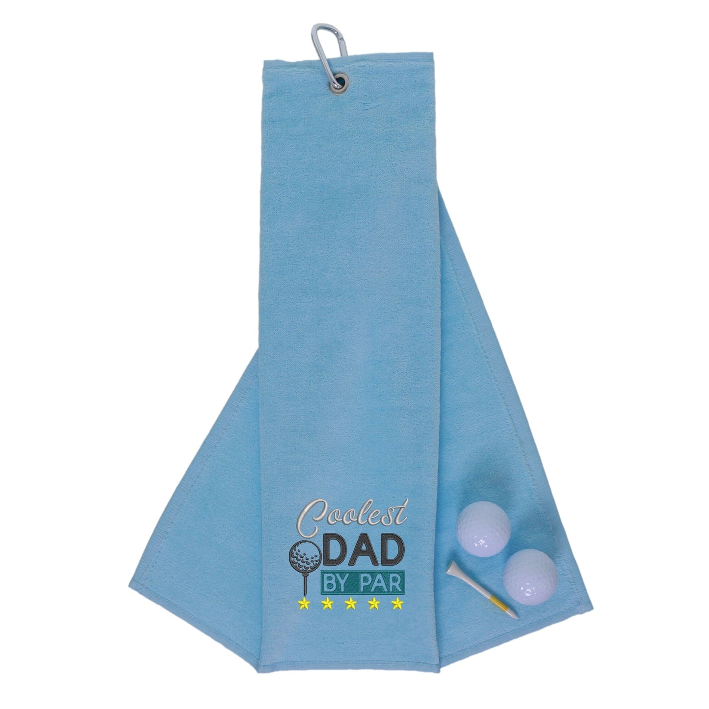 Sky Blue Embroidered Coolest Dad By Par Golf Towel