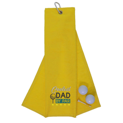 Yellow Embroidered Coolest Dad By Par Golf Towel