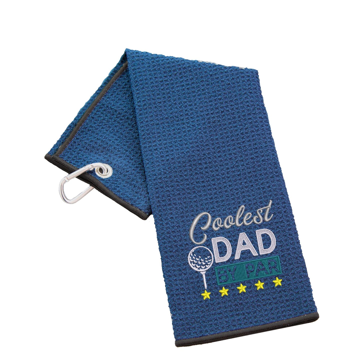 Navy Waffle Embroidered Coolest Dad By Par Golf Towel