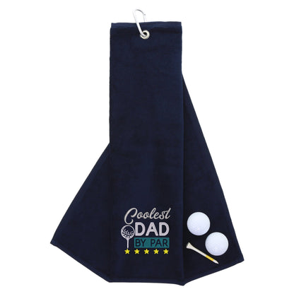 Navy Blue Embroidered Coolest Dad By Par Golf Towel