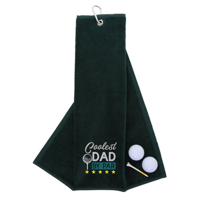 Forest Green Embroidered Coolest Dad By Par Golf Towel