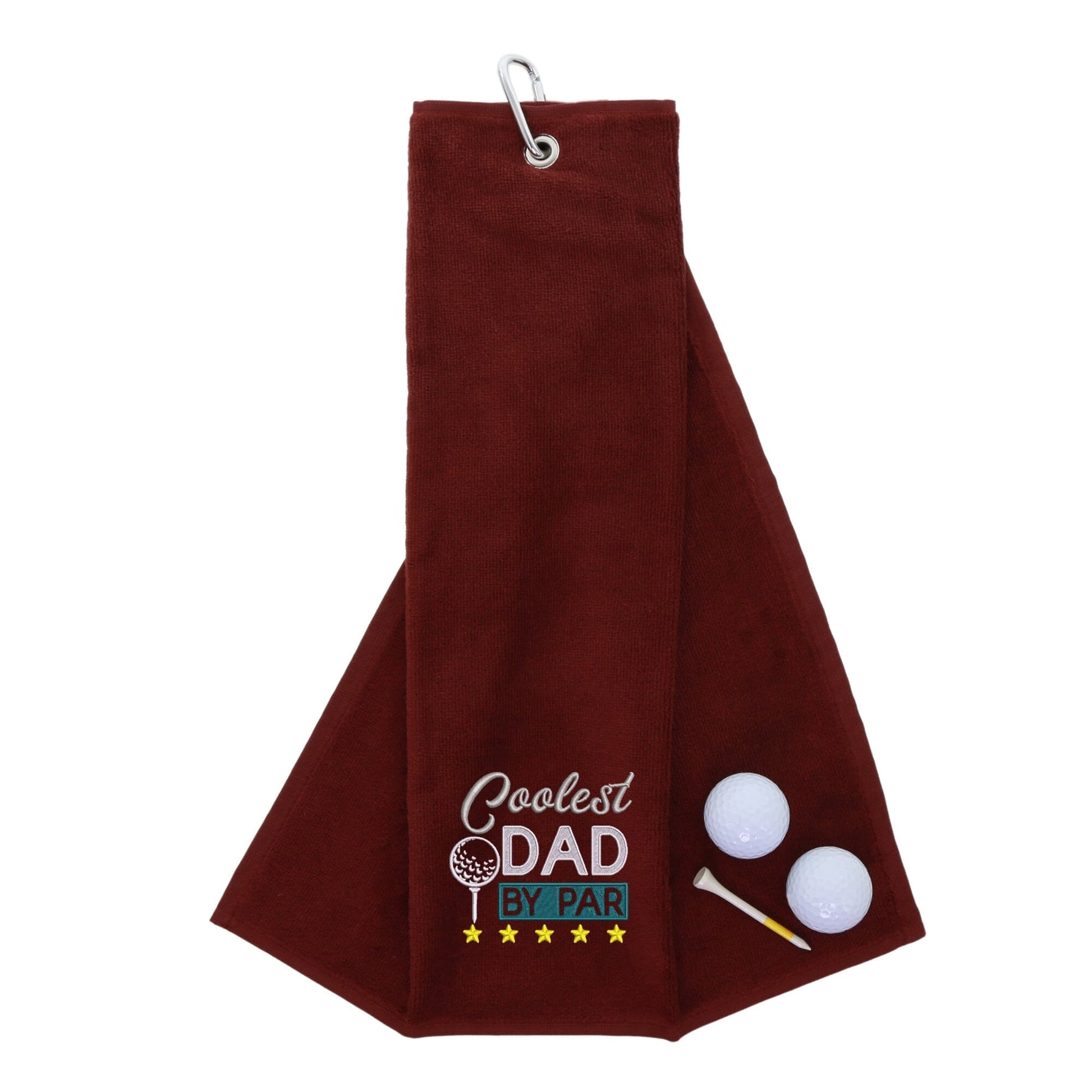 Wine Embroidered Coolest Dad By Par Golf Towel