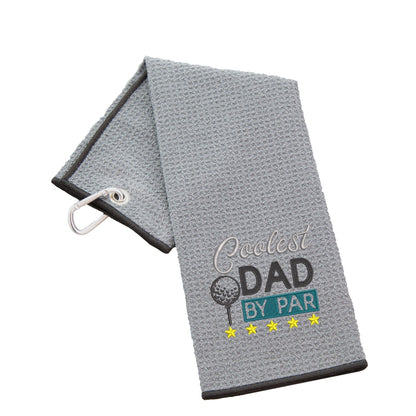 Slate Waffle Embroidered Coolest Dad By Par Golf Towel