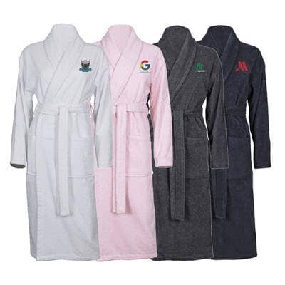 shawl collar robes with business logos