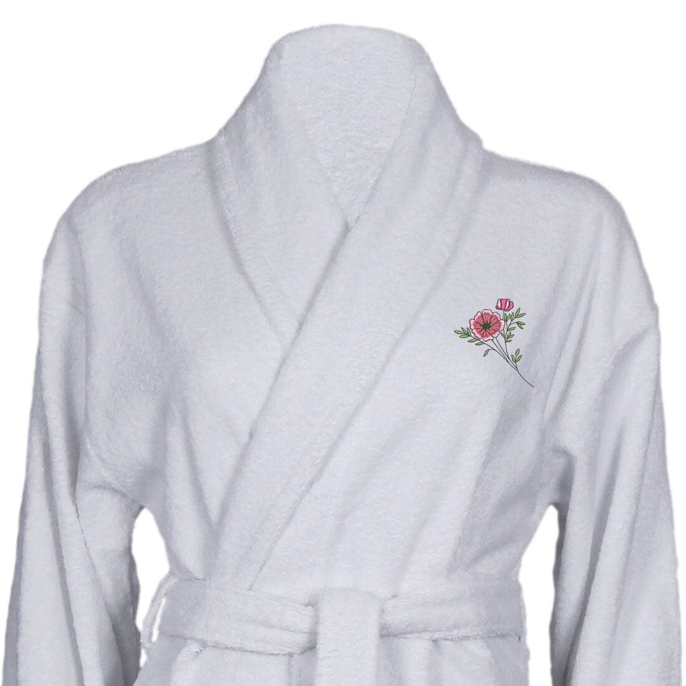 Cotton Shawl Collar Birth Flower Bathrobe