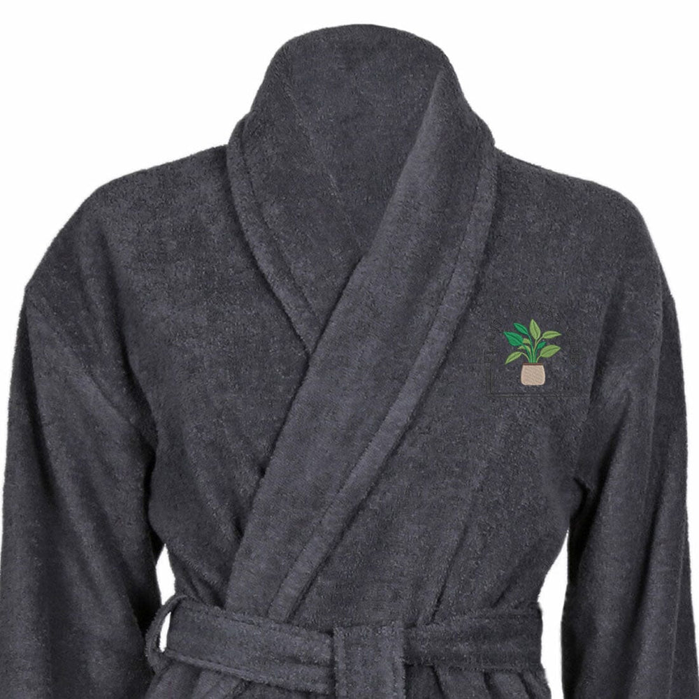 Cotton Shawl Collar Plant Lovers Bathrobe
