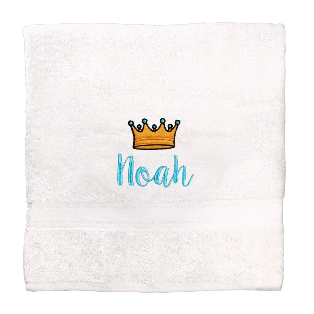 Personalised Crown Design Egyptian  Bath Towel - White