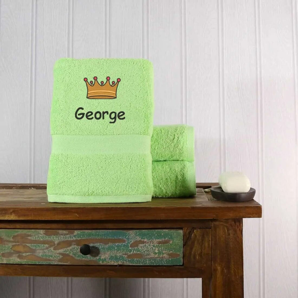 Crown Design Bath Towel Egyptian - Lime  