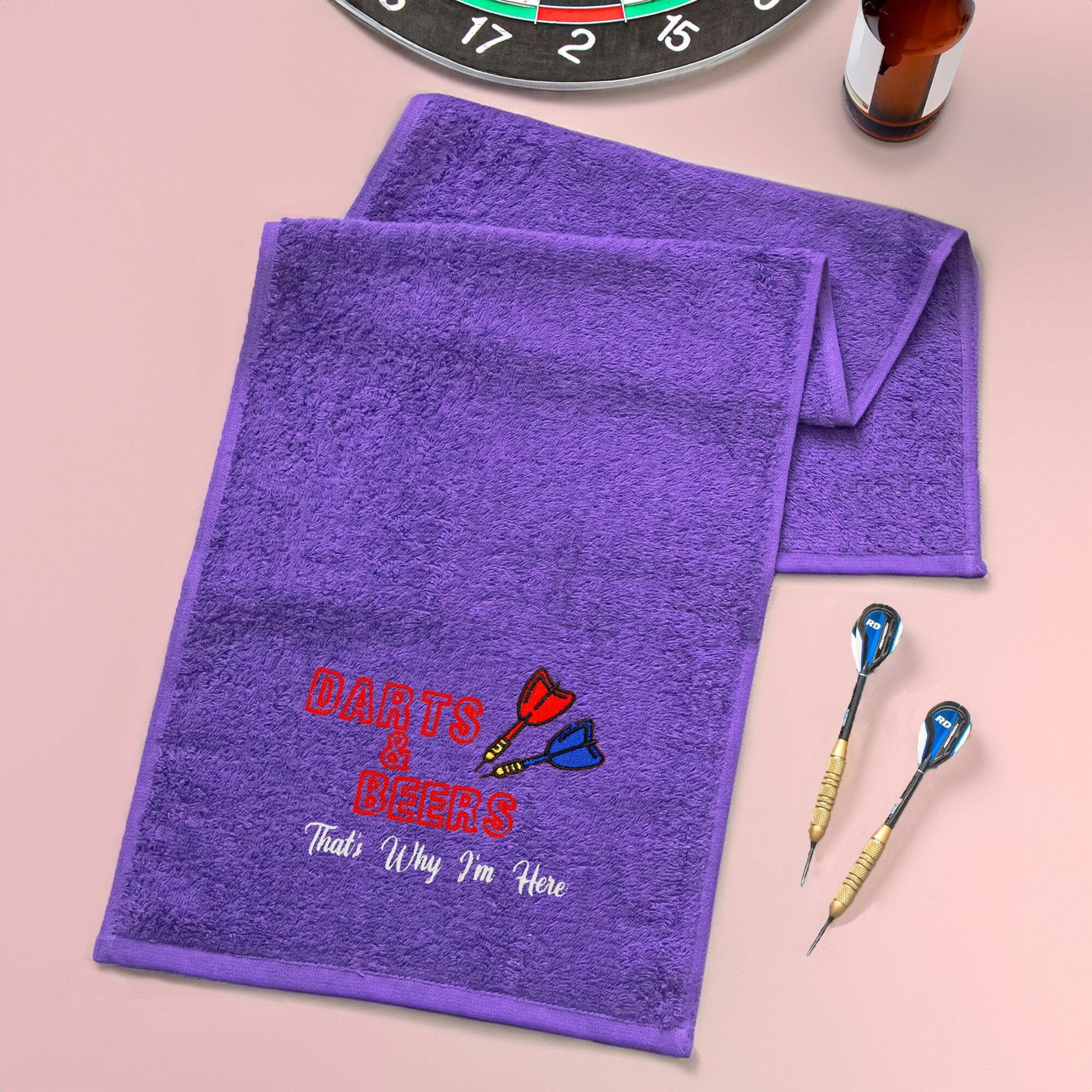 Purple Dart Towel with an embroidered logo