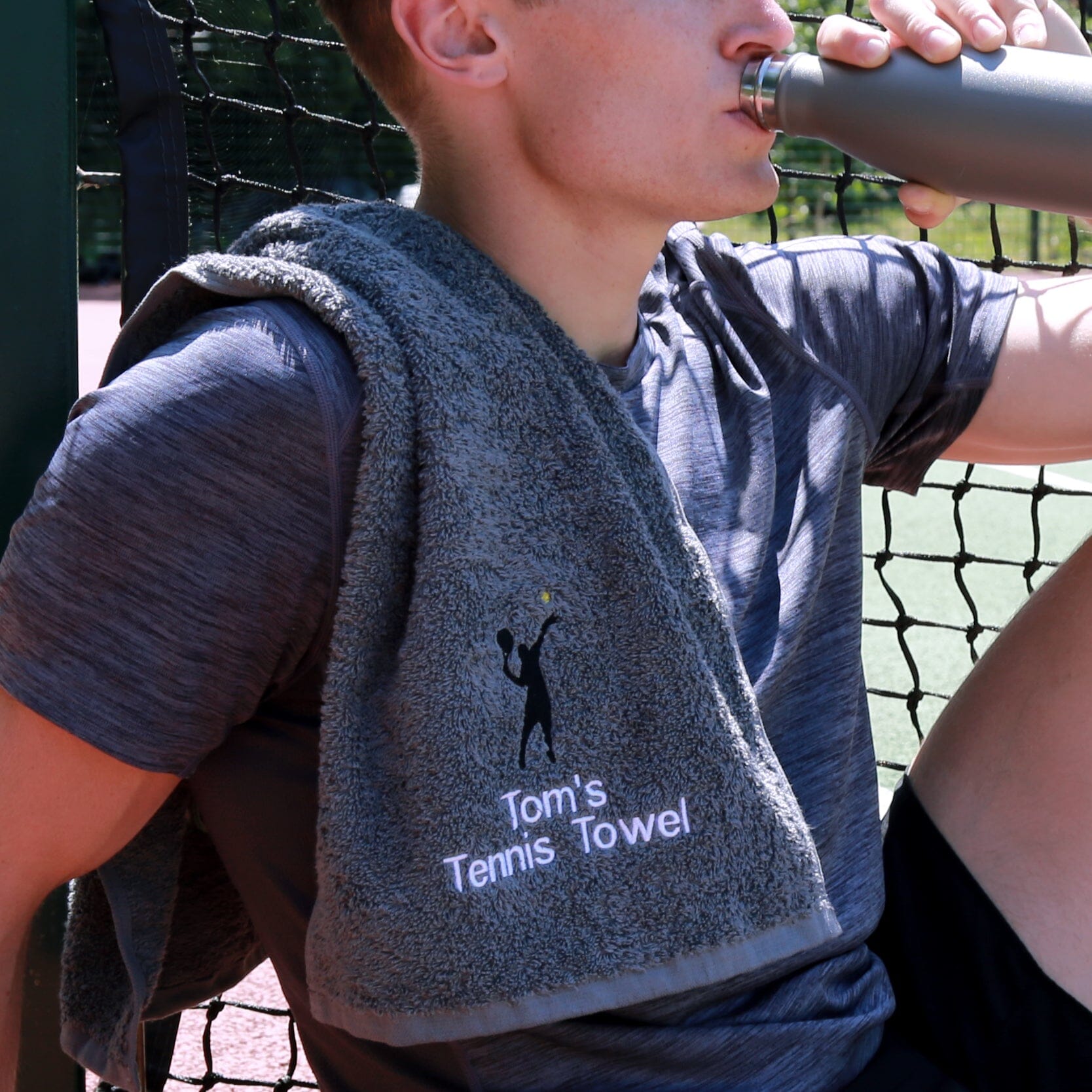 grey tennis towel