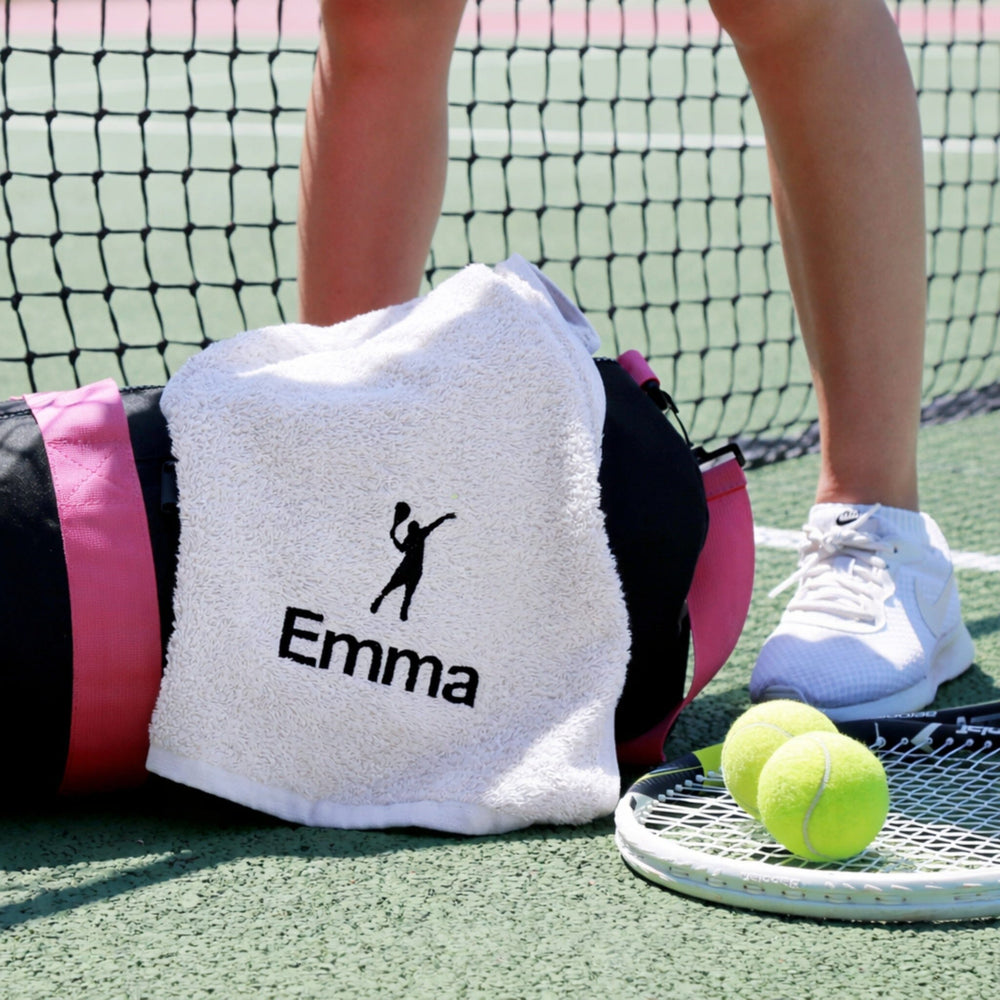 name on white tennis towel