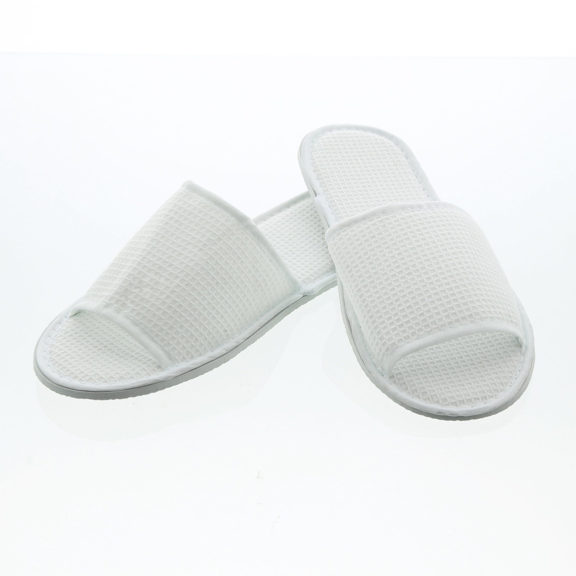 Disposable Waffle Weave Slippers With Rubber Sole - Open Toe