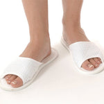 Disposable Waffle Weave Slippers With Rubber Sole - Open Toe