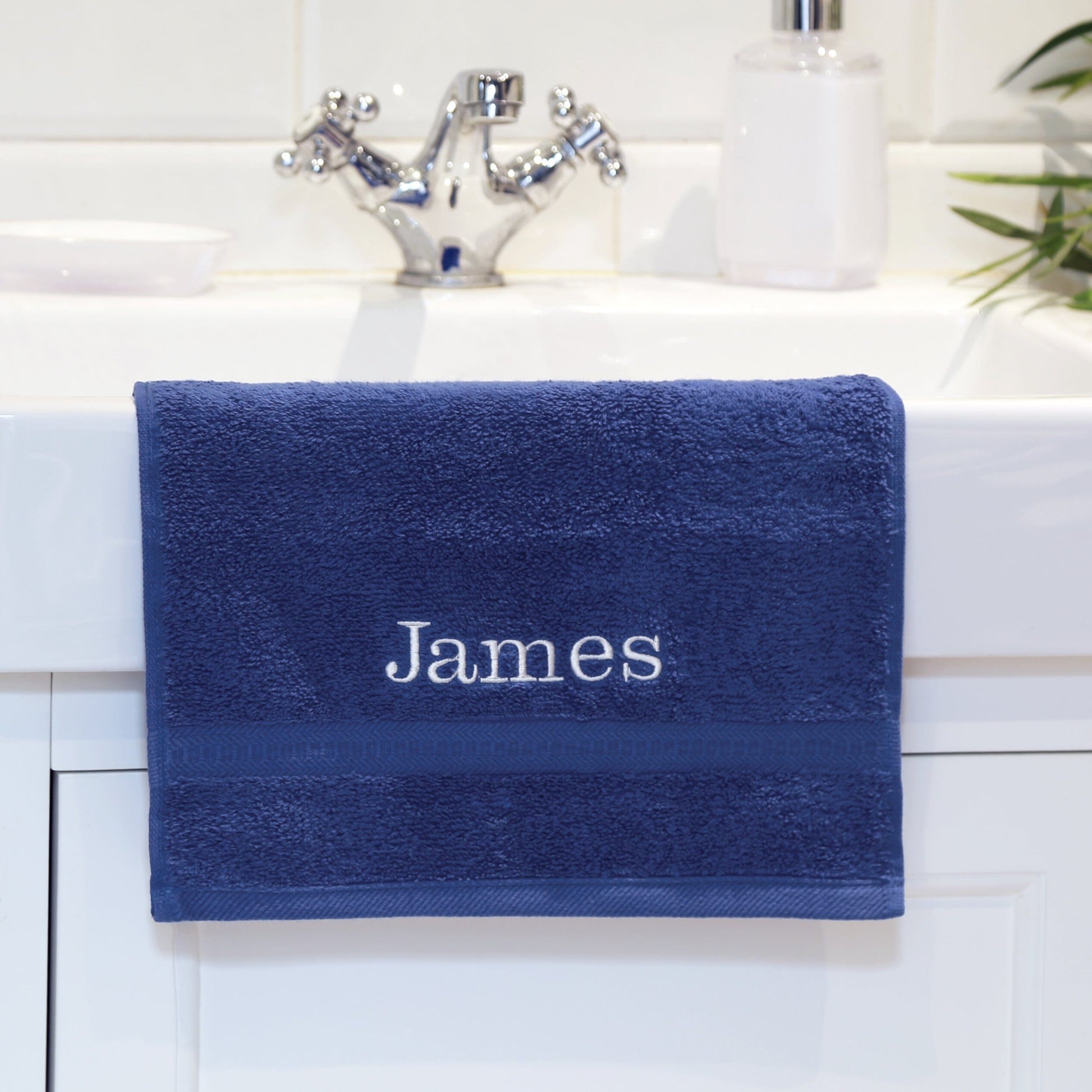 personalised egyptian cotton 550gsm face cloth navy