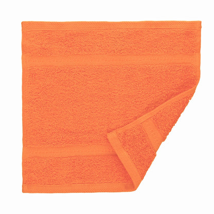 Orange egyptian cotton 550gsm face cloth white background