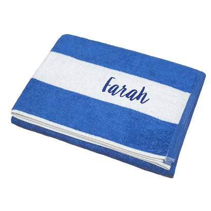 Egyptian Cotton Cabana Style Beach Towel, blue