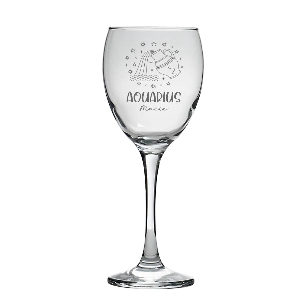 Engraved Zodiac Signs Design Wine Glass